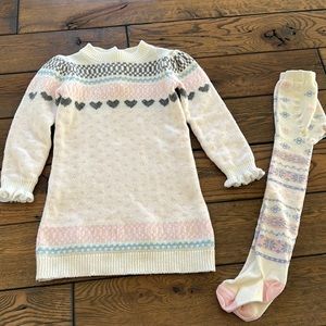 Janie & Jack dress, size 5 and HA tights